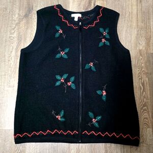5 for $25 Vintage Charter Club Holiday Wool Vest Zip Up Large